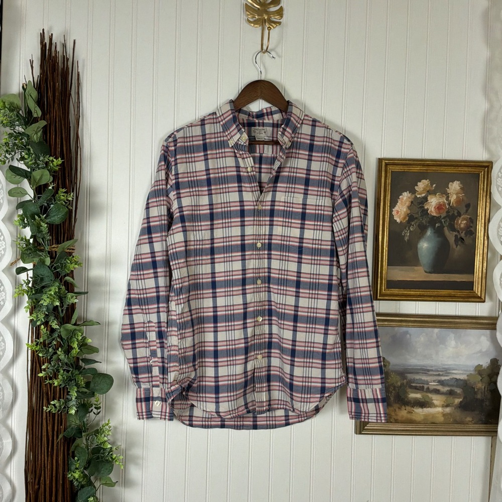 J.Crew Button Down Shirt Mens Medium Multicolor Excellent Summer Plaid Tailored